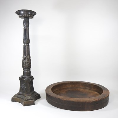 Lot 181 - A treen bowl and an altar stick