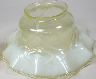 Lot 123 - A vaseline glass shade, in two parts