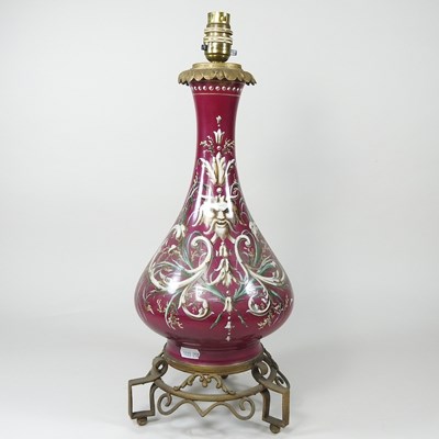 Lot 79 - A 19th century continental pottery lamp