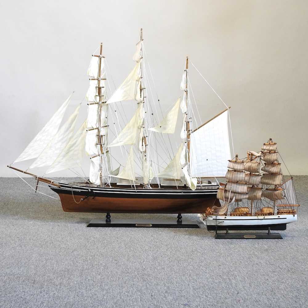 Lot 405 - A wooden model yacht