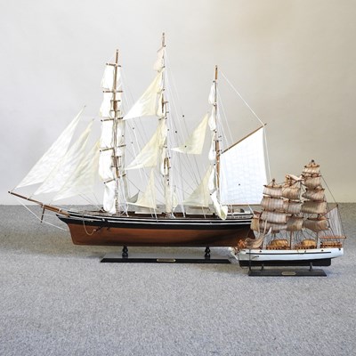 Lot 405 - A wooden model yacht