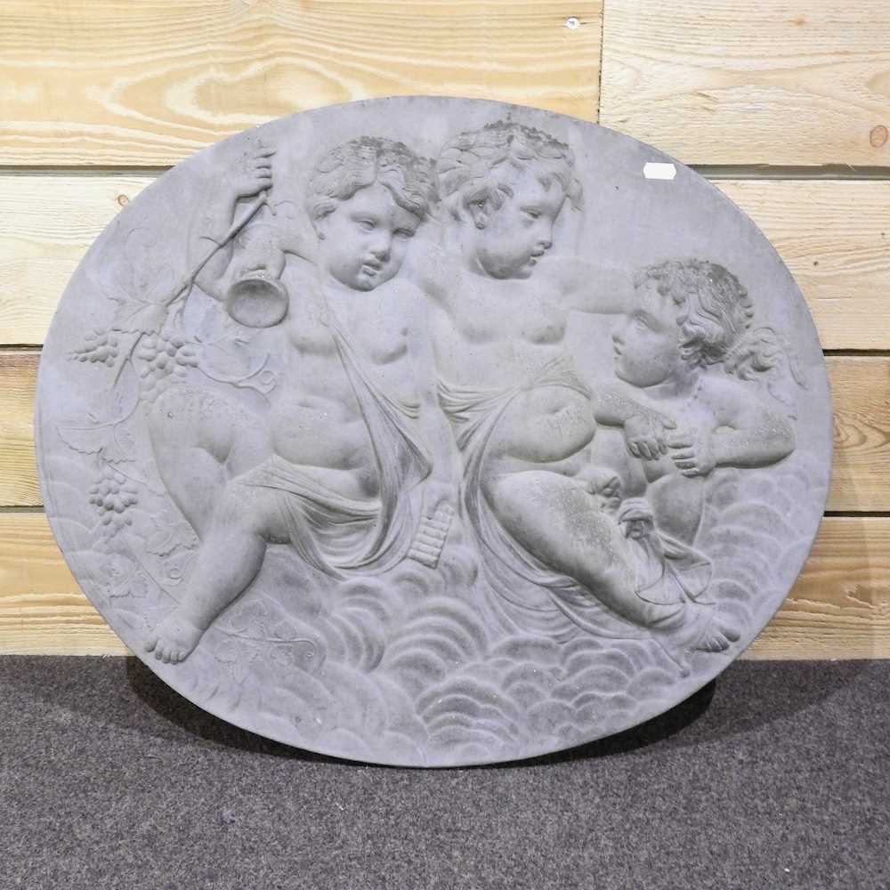 Lot 446 - A cast stone plaque