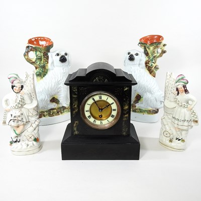 Lot 260 - A Victorian black slate mantel clock