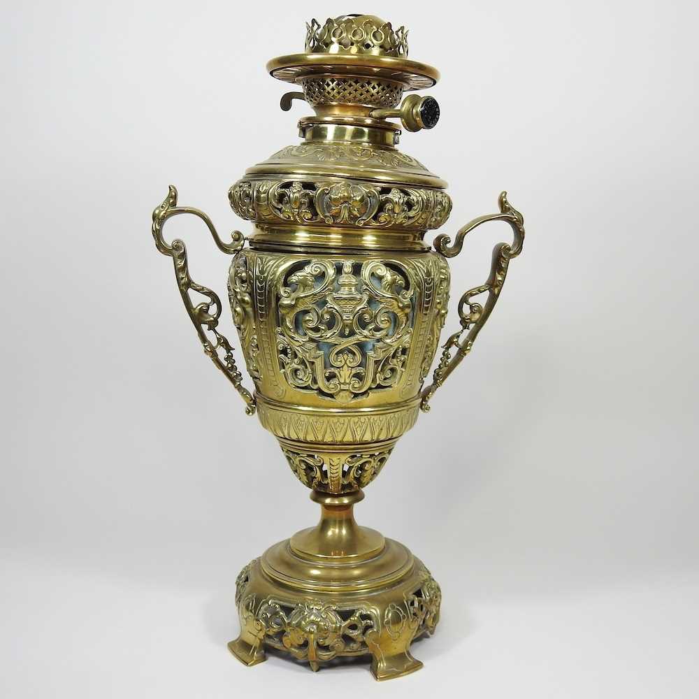 Lot 268 - An ornate brass oil lamp base