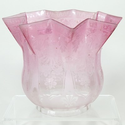 Lot 17 - A glass oil lamp shade